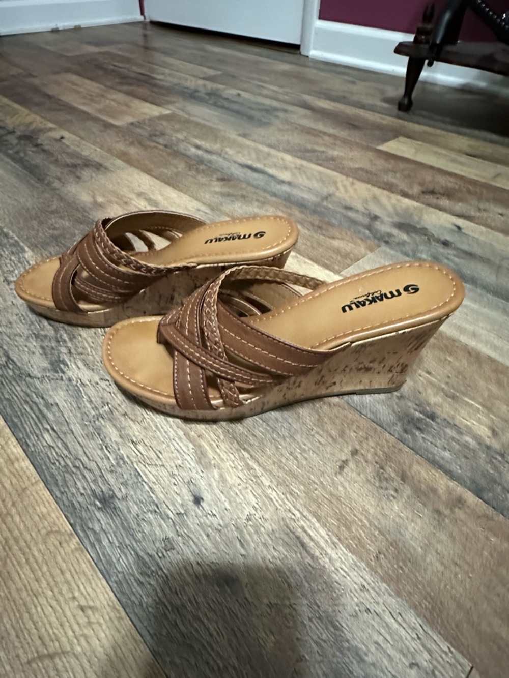 Braided Brown Toe-Ring Slide Sandals - Women - Picture 2 of 7
